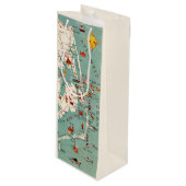 Außenbänke Vintage Karte Weinbeutel Geschenktüte Für Weinflaschen (Vorderseite Schrägansicht)