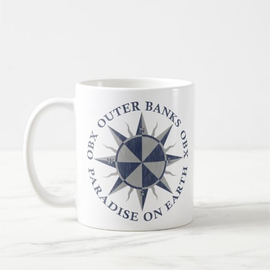 Außenbanken OBX kompass Navy Blue Silver Vintag Kaffeetasse (Links)