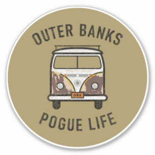 Außenbanken Van Pogue Life OBX Vintag (Gold) Aufkleber