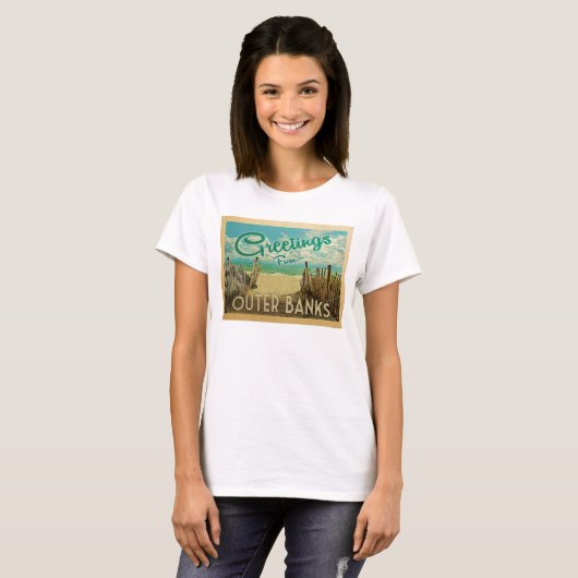 Außenbanks Beach Vintage Reise T-Shirt (Vorne ganz)