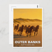 Außenbanks North Carolina Pferde Postkarte (Vorne/Hinten)