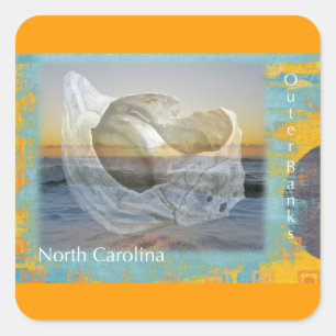 Außenbanks North Carolina Seashell & Surf Quadratischer Aufkleber