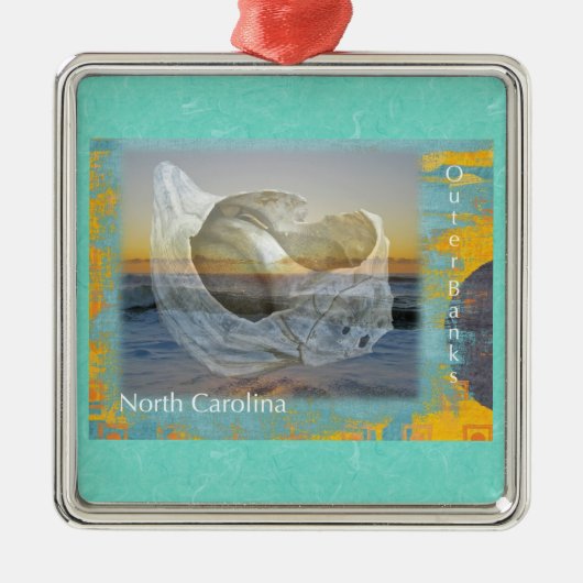 Außenbanks North Carolina Seashell & Surf Silbernes Ornament (Vorne)