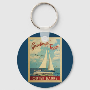 Außenbanks Sailboat Vintage Reise Nord Carolina Schlüsselanhänger