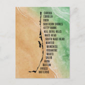 Außenbanks Städte Postkarte mit OBX Städte & Karte (Vorderseite)