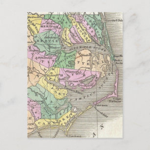 Außenbanks und Eastern North Carolina Map (1827) Postkarte
