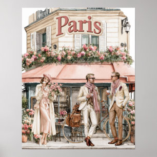 Außenbereich eines Cafes in Paris Poster