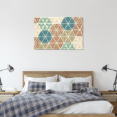 Außenbereich Geo XI | Blaues und grünes Stammmuste Leinwanddruck (Insitu (Schlafzimmer))