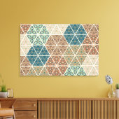 Außenbereich Geo XI | Blaues und grünes Stammmuste Leinwanddruck (Insitu (Wohnzimmer))