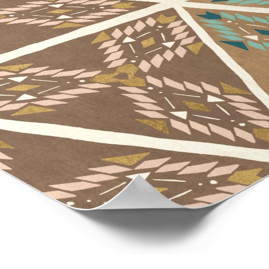 Außenbereich Geo XI | Blaues und grünes Stammmuste Poster (Ecke)