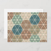 Außenbereich Geo XI | Blaues und grünes Stammmuste Postkarte (Vorne/Hinten)