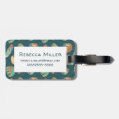 Außenbereich Geo XII| Blaues und grünes geometrisc Gepäckanhänger (Rückseite horizontal)