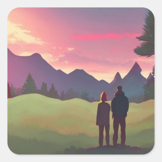 Außenbereich Quadratischer Aufkleber (Vorderseite)