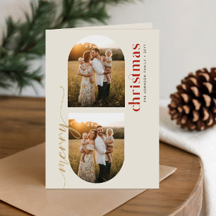 Außenfamilienporträt-Weihnachtsfoto gefaltet Feiertagskarte