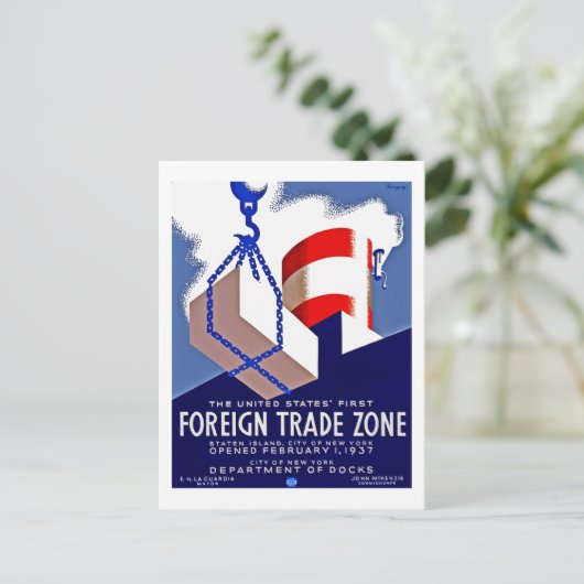 Außenhandelszone Postkarte (Stehend Vorderseite)