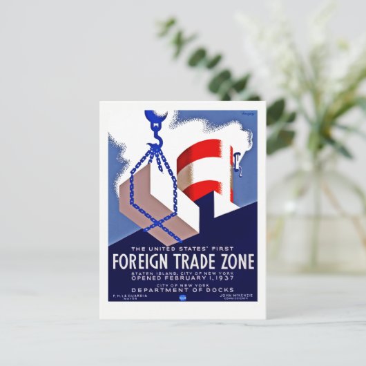 Außenhandelszone Postkarte (Stehend Vorderseite)