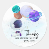 Außenraum Astronaut Babyduschgeschenke Runder Aufkleber (Vorderseite)