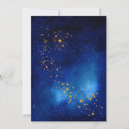 Außenraum Galaxie Starry Babydusche Wasserfarbe Einladung (Rückseite)