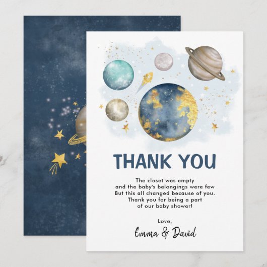 Außenraum Galaxy Babydusche Vielen Dank (Vorne/Hinten)