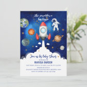 Außenraum Galaxy Starry Babydusche Einladung (Stehend Vorderseite)