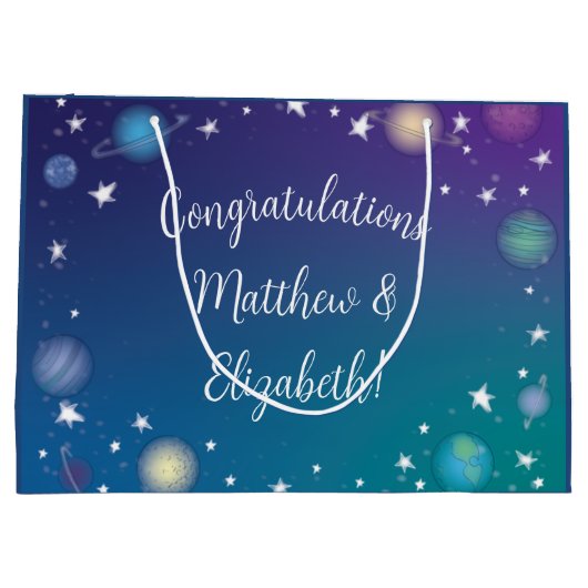 Außenraum Kinderdusche Galaxie Große Geschenktüte (Rückseite)