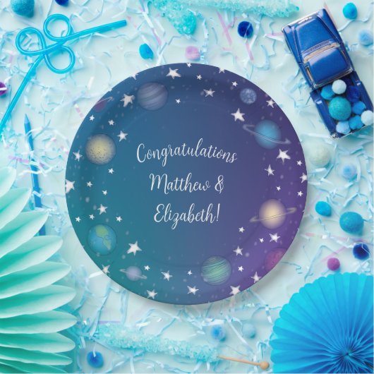 Außenraum Kinderdusche Galaxie Pappteller (Party)