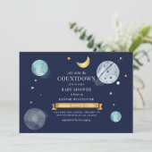 Außenraum Wasserfarben Galaxy Babydusche Einladung (Stehend Vorderseite)