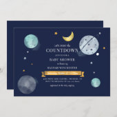 Außenraum Wasserfarben Galaxy Babydusche Einladung (Vorne/Hinten)