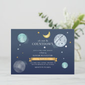 Außenraumbühne und Moon-Babydusche Einladung (Stehend Vorderseite)