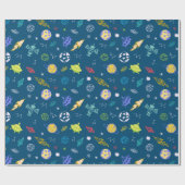 Außenraumdesign Doodle | Dunkelblau Geschenkpapier (Flach)