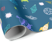 Außenraumdesign Doodle | Dunkelblau Geschenkpapier (Rolleneckpunkt)