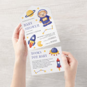 Außenraumdusche Niedlicher Teddy Bear Astronauten All In One Einladung (Abreißen)