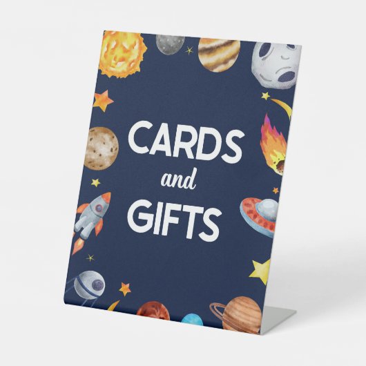 Außenraumgalaxie Karten und Geschenke Party Zeiche Sockelschild (Vorderseite)