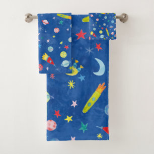 Außenraummuster UFO Farbe Badhandtuch Set