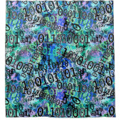 Aussenseiter-binärer Code im blauen Duschvorhang (Vorderseite)
