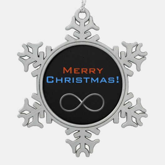 Aussenseiter-Geschenke der frohe Schneeflocken Zinn-Ornament (Vorderseite)