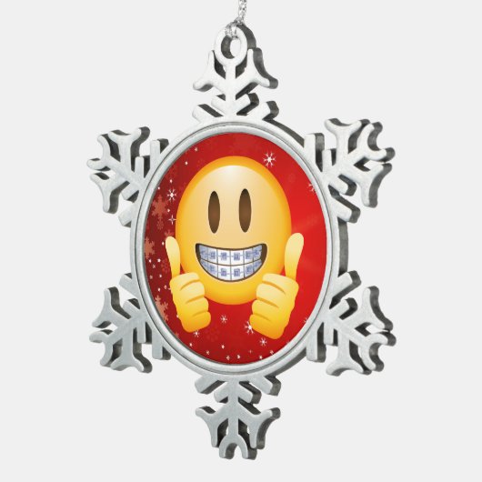 Aussenseiter-Klammer-Weihnachten Emoji stellen Schneeflocken Zinn-Ornament (Rechts)