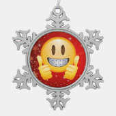 Aussenseiter-Klammer-Weihnachten Emoji stellen Schneeflocken Zinn-Ornament (Vorderseite)