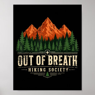 Außer Atem Wanderverein Berg Retro Natur Poster