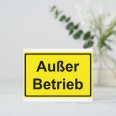"Außer Betrieb" (deutsches "außer Betrieb") Zeiche Postkarte (Stehend Vorderseite)