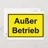 "Außer Betrieb" (deutsches "außer Betrieb") Zeiche Postkarte (Vorne/Hinten)