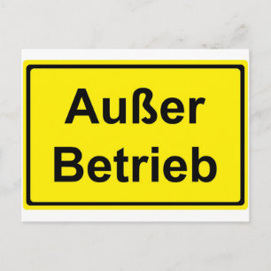 "Außer Betrieb" (deutsches "außer Betrieb") Zeiche Postkarte