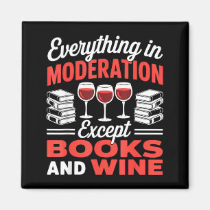 Außer Büchern und Wein trinkendem Buchleser Wein Magnet