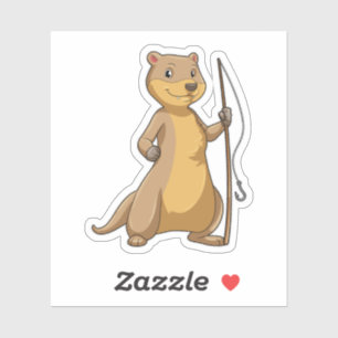 Außer Fisher mit Angelrute Aufkleber