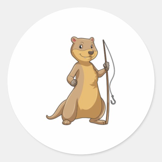 Außer Fisher mit Angelrute Runder Aufkleber (Vorderseite)