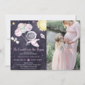 Außer Space Girl Babydusche Galaxy Babydusche Einladung (Vorderseite)