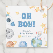 Außer Space Oh Boy Baby Dusche Danke Geschenkanhänger (Rückseite)