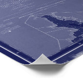 Äußere Banken NC OBX Karte Nautic Chart Blue Art Poster (Ecke)