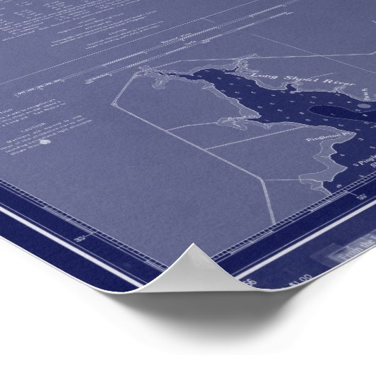 Äußere Banken NC OBX Karte Nautic Chart Blue Art Poster (Ecke)