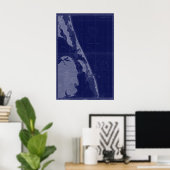 Äußere Banken NC OBX Karte Nautic Chart Blue Art Poster (Heimbüro)